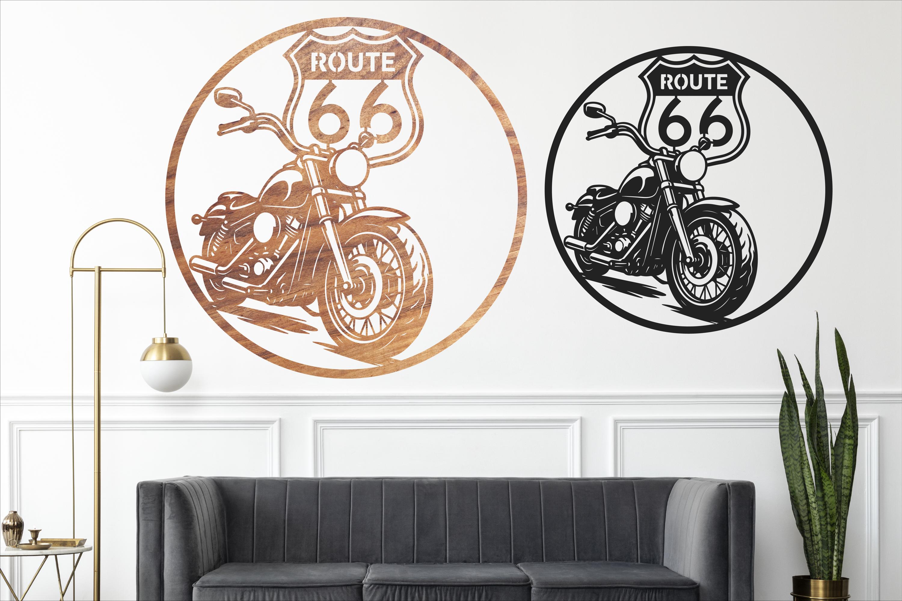 TOILE TABLEAUX vintage moto route 66 50X70 CM