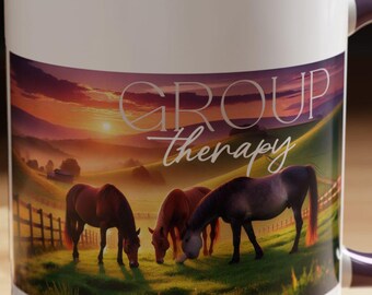 Taza, taza de terapia grupal con caballos, regalo para amantes de los caballos, regalo de cumpleaños, regalo del día de la madre, regalo del gerente del granero, regalo del entrenador