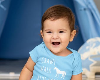 Body de bebé para gatear, caminar y montar a caballo, mono para bebé, regalo para amantes de los caballos, atuendo para bebé, ropa para equinos, body para recién nacido