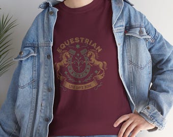 Camiseta ecuestre, camiseta de regalo de caballos, ropa para amantes de los caballos, camiseta ecuestre sofisticada, camiseta de algodón unisex, camiseta de equitación, regalo para mamá
