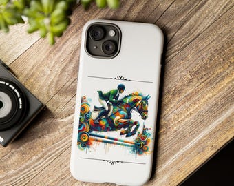 Funda para teléfono ecuestre colorida: diseño vibrante de salto de caballos, regalo ideal para amantes de los caballos, protección elegante, funda para teléfono