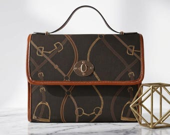 Bolso de lona impermeable con estampado de brida ecuestre / Monedero con estampado de bocado de caballo