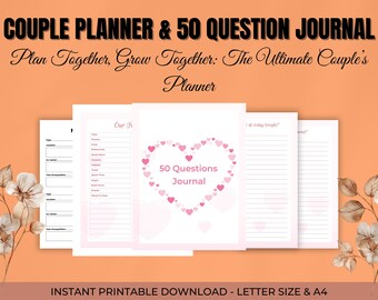 Koppelplanner, koppeldagboek, relatieplanner, relatiedoelenplanner, afdrukbare planner, Valentijnsdagplanner, US Letter-formaat