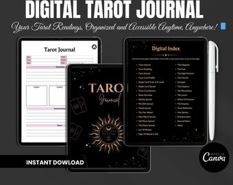 Tarot Journal, Daily Tarot Planner, Tarot Spreads, Witch, Astrology, Grimoire, Sell as Your Own, PDF Printable, Digital