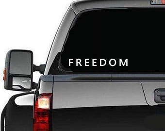 FREEDOM Decal - White Vinyl USA Truck Window Sticker Decal