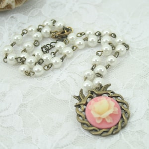 Vintage Rose Cameo Necklace