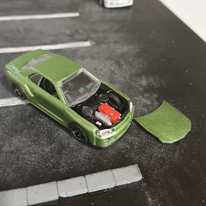 カスタム Hot Wheels 日産 GTR R34 | 開閉式フード付き | 1/64 JDM ダイキャスト