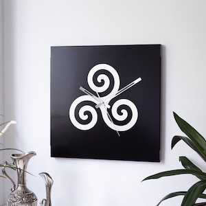 Scandinavian Metal Wall Clock: Triskelion Viking Decor
