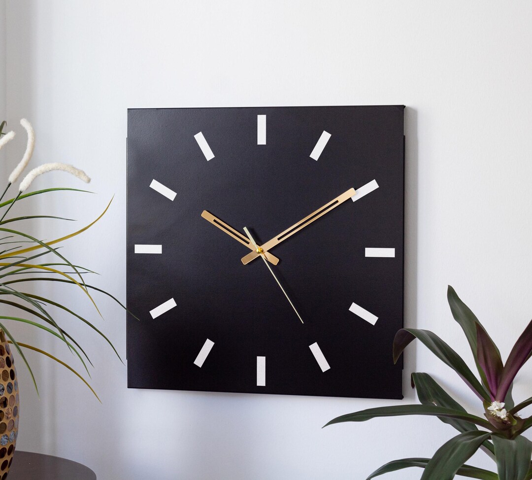 Minimalist Black Metal Wall Clock, Silent Modern Home Decor - Etsy UK