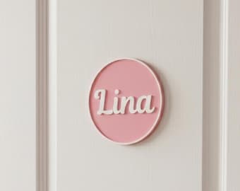 Personalized door sign with name - minimalist children's room nameplate, personalized door decoration, gift for birth, christening, birthday