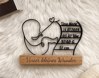 Personalized baby gift | Engraved wooden birth date sign | Gift for birth & baptism | Baby room decoration