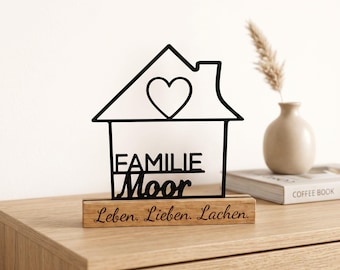 Targa personalizzata per la famiglia con il nome di famiglia | Regalo di nozze e inaugurazione della casa | Decorazione in legno per la famiglia con incisione