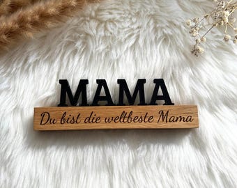 Personalized gift for mom | Wooden stand with 3D lettering & engraving | Mother's Day, birthday, handmade decoration