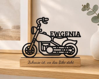 Personalized partner gift motorcycle – oak wooden stand – biker gift for men – decoration for motorcyclists and workshop – anniversary