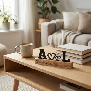 Regalo personalizzato per il partner con iniziali e cuore | Supporto in legno di quercia | Regalo di anniversario per fidanzata/fidanzato | Regalo d'amore/per la relazione immagine 11
