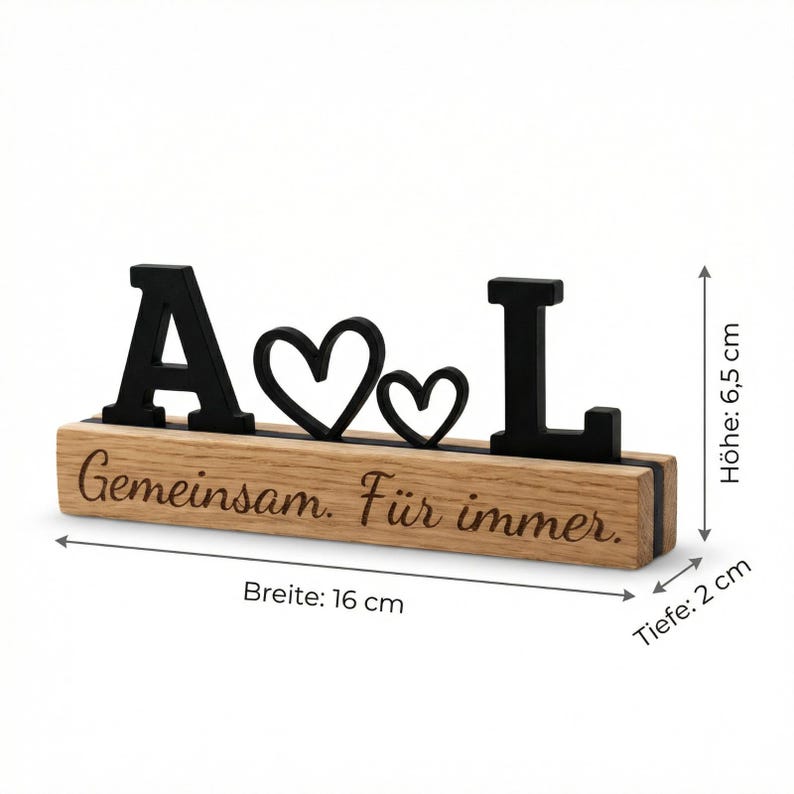 Regalo personalizzato per il partner con iniziali e cuore | Supporto in legno di quercia | Regalo di anniversario per fidanzata/fidanzato | Regalo d'amore/per la relazione immagine 7