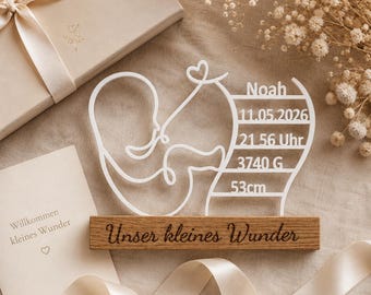 Gift for new parents | Personalized baby gift with name & birth details | Baby's birth keepsake