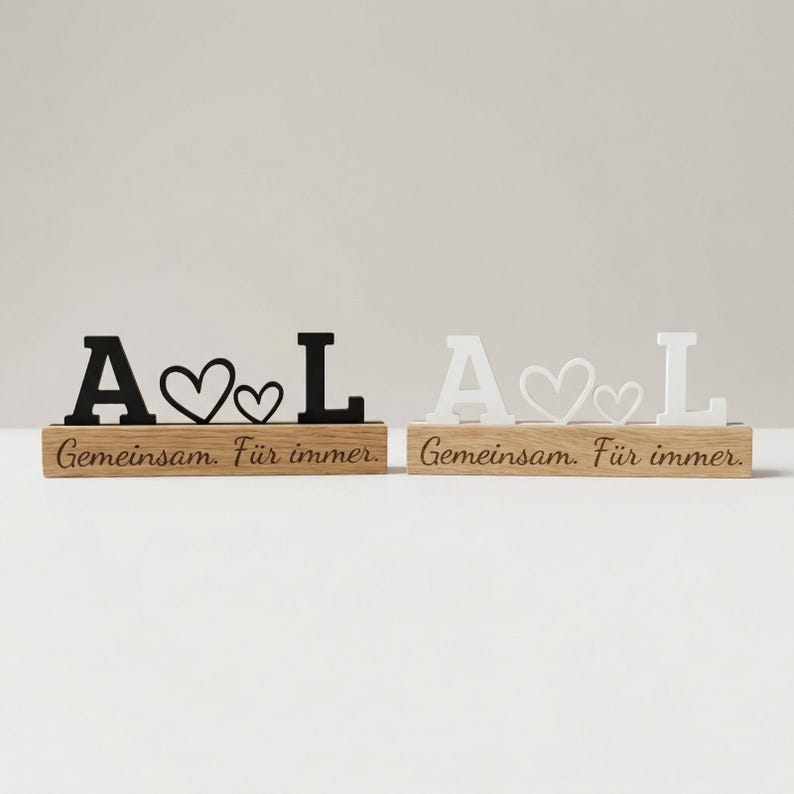 Regalo personalizzato per il partner con iniziali e cuore | Supporto in legno di quercia | Regalo di anniversario per fidanzata/fidanzato | Regalo d'amore/per la relazione immagine 6