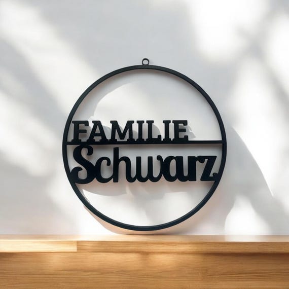 Familienschild personalisiert im Kreis | Türschild & Wandschild Familie | Geschenk Hochzeit, Einzug, Deko | 3D Druck PLA
