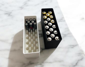 単3電池・単4電池用オーガナイザー | 収納ボックス 3Dプリント | 電池ホルダー引き出しワークショップ | 電池の整理 | ギフトアイデア