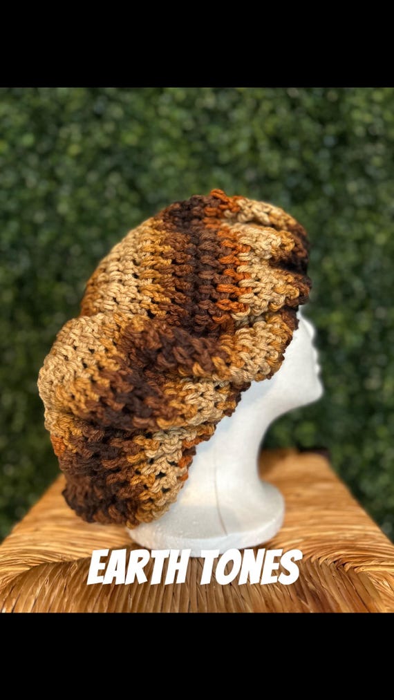 Adjustable Crochet Dreadlock Cap: Handmade Loc Sock, Satin Lined