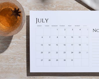 2026 Monthly Calendar Printable, Minimalist Landscape Planner (PDF)