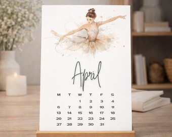 2026 Watercolor Ballet Dancer Mini Calendar (Digital Download)