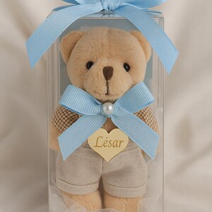 Portachiavi a forma di orsetto di stoffa fatto a mano - Regalo per baby shower per gli ospiti, morbido peluche come bomboniera, mini orsetto di peluche ricordo, souvenir per neonato