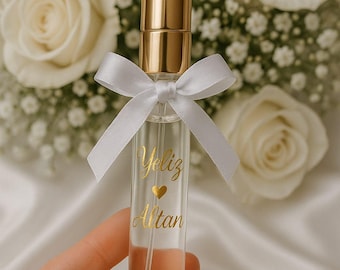 Wedding Favor Bottle with Pearls | Elegant Mini Glass Bottle for Perfume, Cologne | Bridal Shower DIY Gift | Baptism Water Bottle Favor