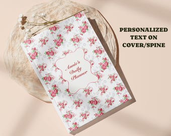 Personalized Vintage Rose Daily Planner Hardcover Custom Name Floral Notebook