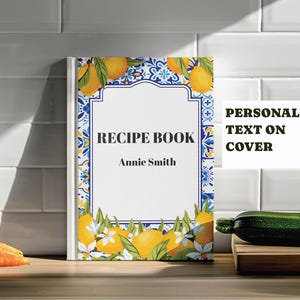 Personlig receptbok – Anpassad kokbok med citron och kakel – Gåva från Medelhavsköket