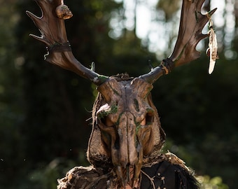 Large Moose Antler Mask, Elk Lightweight Skull Mask, Ren Faire Animal Cosplay, Druid Headpiece, LARP