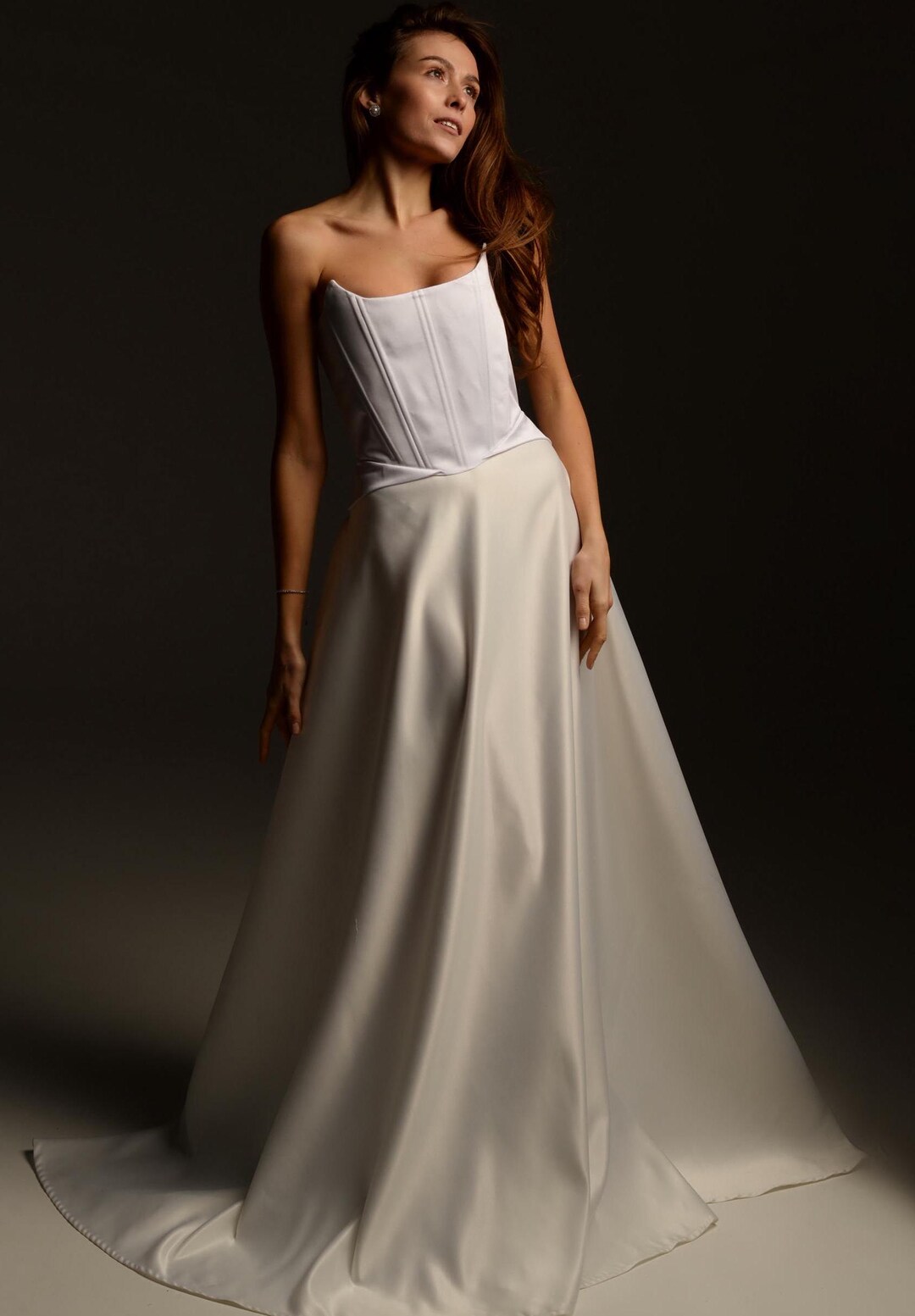 Simple Wedding Dress, Satin Corset and Skirt Wedding Set, Strapless ...