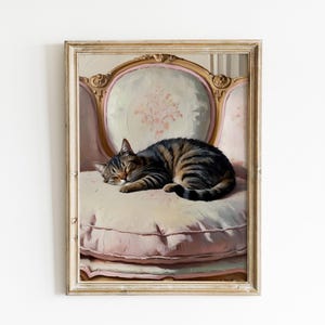 Vintage Cat Print | Cat Wall Decor | Cat Oil Painting Wall Art | Antique Cat Drawing | Cat Gifts For Cat Lovers | Digital Download