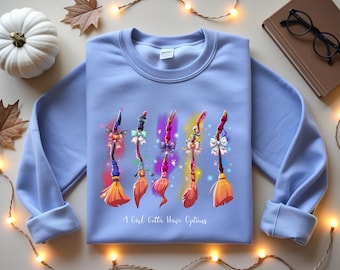 Pink Coquette Witch Brooms PNG: Retro Halloween Sublimation (Digital Download)