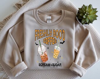 Halloween Ghost Coffee PNG: Funny Fall Shirt Design (Digital Download