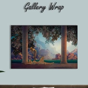 Daybreak by Maxfield Parrish Canvas Print, Classic Vintage Wall Art, Romantic Fantasy Landscape Painting, Fine Art Poster for Home