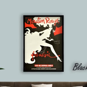 Vintage Moulin Rouge Canvas Poster – Paris Cabaret Wall Art – French Cancan Burlesque Dancer Artwork – Mid Century Showgirl Decor