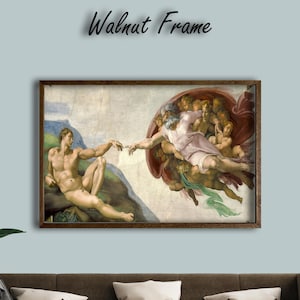 Creation of Adam by Michelangelo Canvas Print, Renaissance Ceiling Fresco Wall Art, God and Adam Painting, Sistine Chapel Artwork