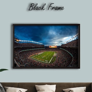 Denver Broncos Stadium Canvas – Mile High Field Night Game Print – NFL Football Wall Art – Sports Stadium Fan Gift – Panoramic Poster