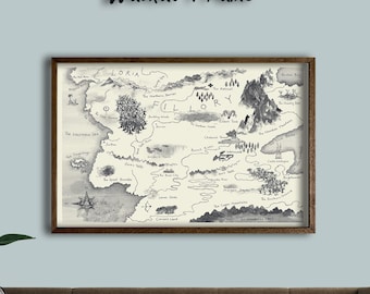 Póster del mapa de Fillory de Los Magos, arte mural con mapa del mundo de fantasía, lienzo del Reino Mágico, decoración inspirada en series de televisión, regalo para amantes de la fantasía.