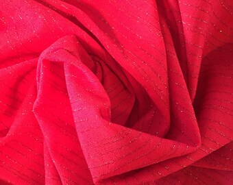 Sparkly Red Knit Vintage Fabric Lot #398