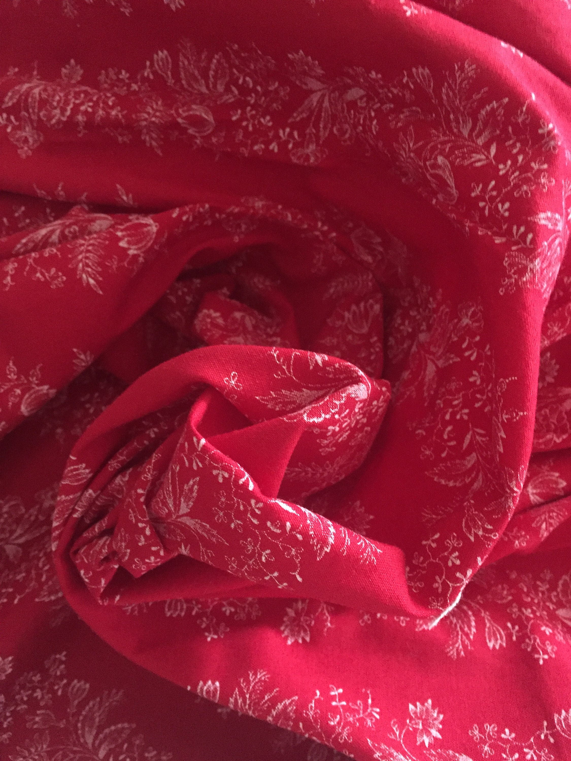 Red Floral Stripe Quilting Cotton Vintage Fabric Lot 337 Etsy