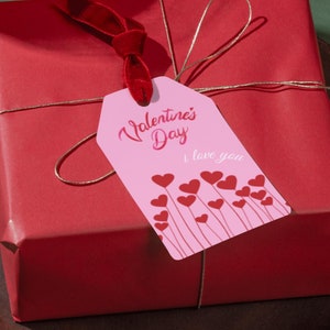 Bearbeitbare Valentinstag Geschenkanhänger - Rosa und Rotes Herz Design - Druckbare digitale Tags - Sofort Download - Valentinstag Geschenkanhänger - Liebesgeschenk