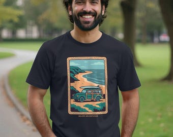 Major Adventures Morris Minor Traveller Surf Trip Graphic Tee
