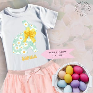 Custom Name Easter Bunny Youth Tee Shirt, Personalized Kids Easter Rabbit T-Shirt, Children&#39;s Easter Bunny Shirt, Kids Easter Gift Top