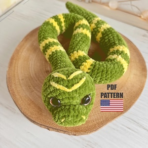 Crochet pattern snake, Amigurumi snake pattern, Crochet animal pattern