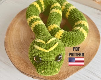 Padrão de cobra em crochê, Padrão de cobra em amigurumi, Padrão de animal em crochê