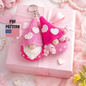 Crochet Valentine Gnome Keychain Amigurumi Pattern (PDF Pattern)