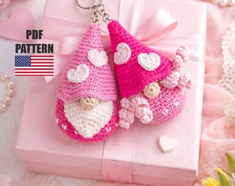Crochet Valentine Gnome Keychain Amigurumi Pattern (PDF Pattern)